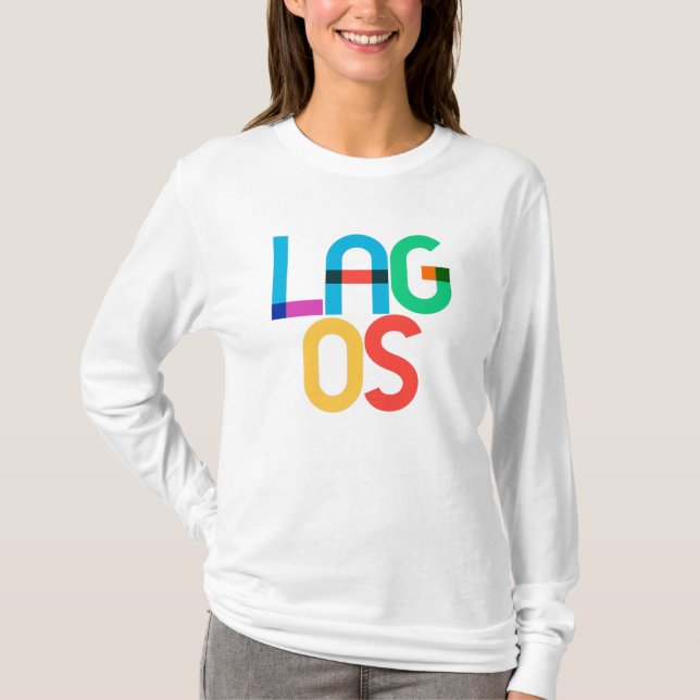 Camiseta Lagos Nigéria - Letras de Arte Pop (Frente)