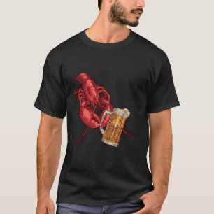 Camiseta Lagosta de Bebendo de cerveja crustácea Engraçada
