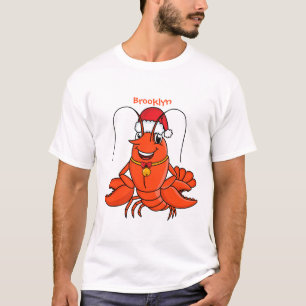 Camiseta Lagosta feliz e bonita vestindo o desenho animado 