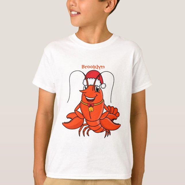 Camiseta Lagosta feliz e bonita vestindo o desenho animado  (Frente)