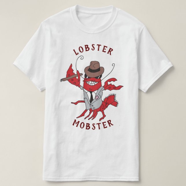 Camiseta Lagosta Magosta 🦞 Cartoon Engraçado Gangster (Frente do Design)