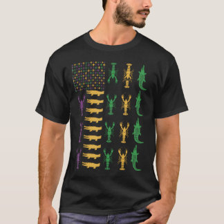 Camiseta Lagosta Patriótica Bandeira de Jacaré Louisiana Ma