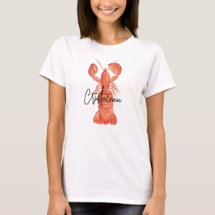 Camiseta Lagosta Pintada à Mão Crustáceo Lagostim 