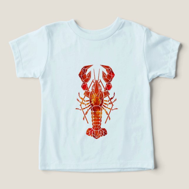 Camiseta Lagosta poligonal vermelha (Design frontal)