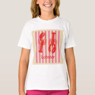 Camiseta Lagosta Pop Crustáceos em Listras de Bala