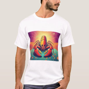 Camiseta Lagosta Psicodélica Arte Oceânica