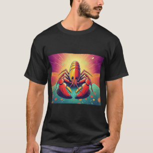 Camiseta Lagosta Psicodélica Arte Oceânica