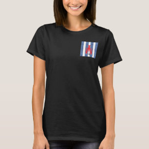 Camiseta Lagosta Vermelha nas tiras de Denim Azul e Branca