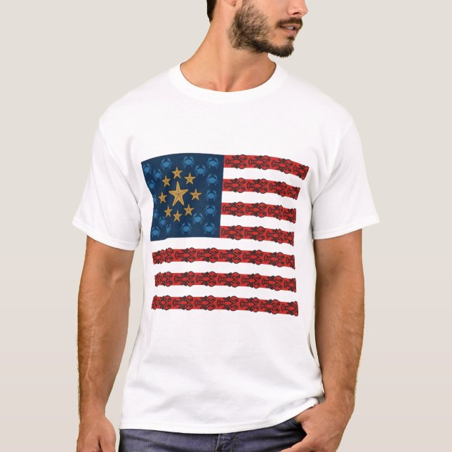 Camiseta Lagostas da Bandeira Americana (Frente)