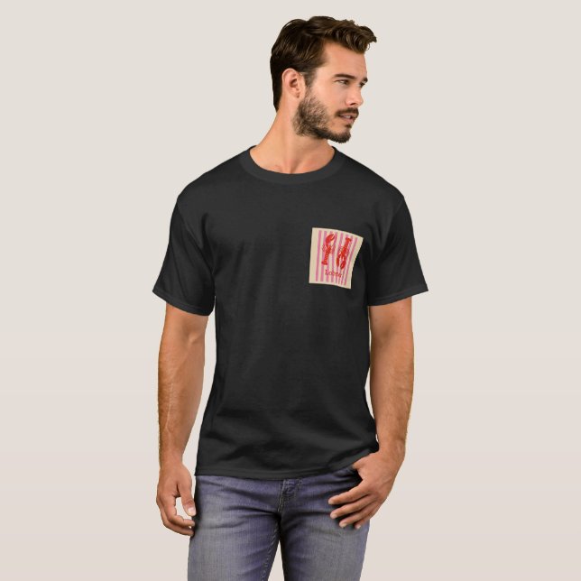 Camiseta Lagostas Pop Bold Crustáceos em Listras de Bala (Frente Completa)