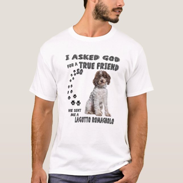 Camiseta Lagotto Romagnolo Dizendo Mãe Pai Impressão, Itáli (Frente)