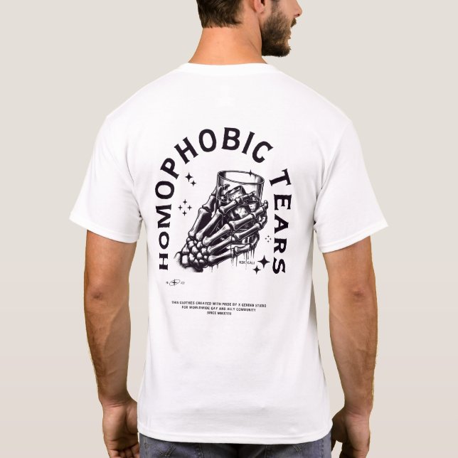 Camiseta Lágrimas homofóbicas Inglês antigo, LGBTQ e gay (Verso)