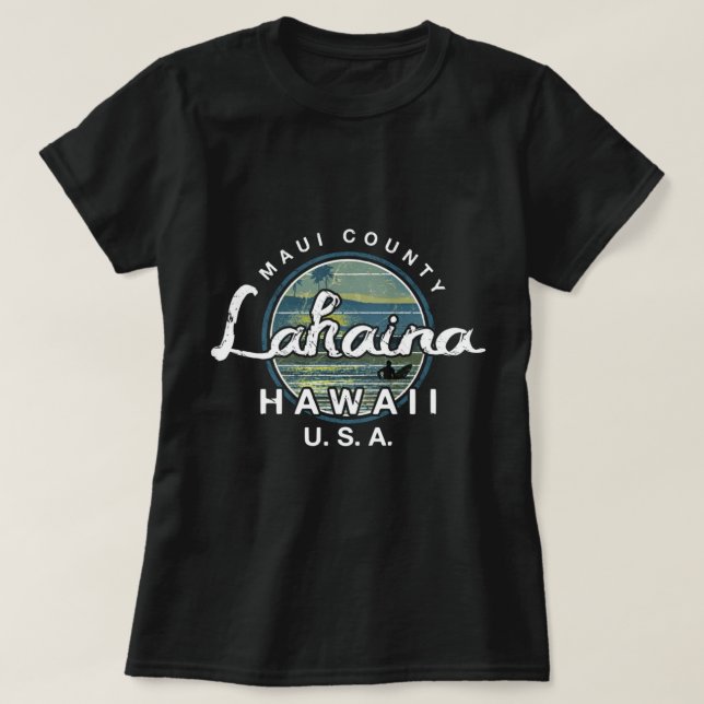Camiseta Lahaina Maui Hawaii - Retro de Navegação (Frente do Design)