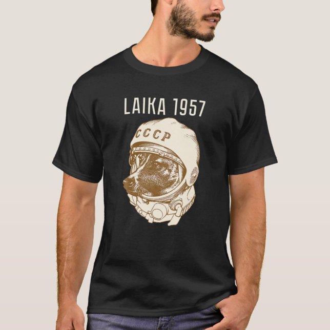 Camiseta Laika Dog Sputnik Space Viagem URSS (Frente)