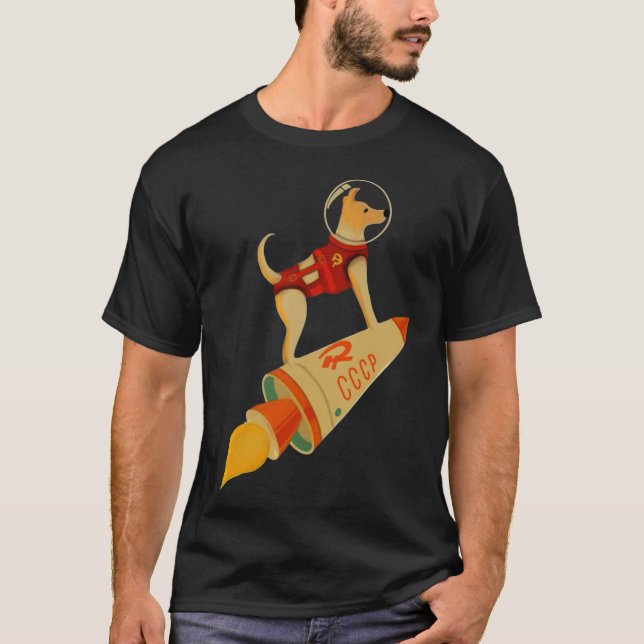 Camiseta Laika The CCCP Soviet Russia Super Space Rocket Do (Frente)