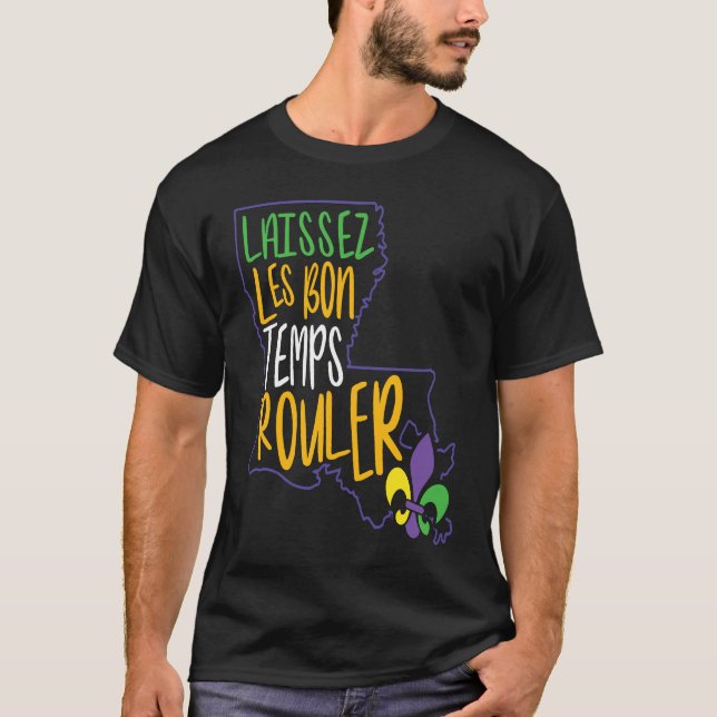 Camiseta Laissez Les Bon Temps Rouler New Orleans Fleur De (Frente)