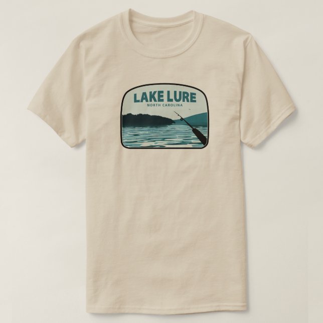 Camiseta Lake Lure North Carolina Fishing Rod (Frente do Design)