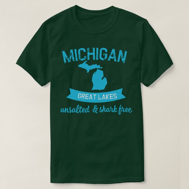 Camiseta Lake Michigan Unsalted Shark Erie Huron Ontario Su (Frente do Design)