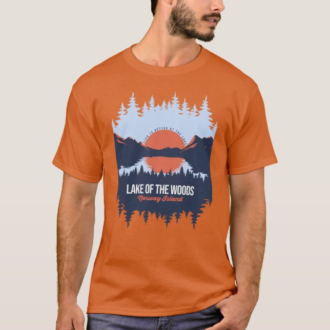 Camiseta Lake Ofhe Woods Norway Island Lake With Mountain A (Frente)