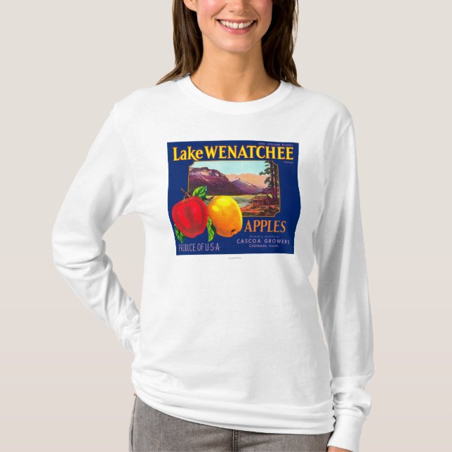 Camiseta Lake Wenatchee Apple Label (azul) - Cashmere, WA (Frente)