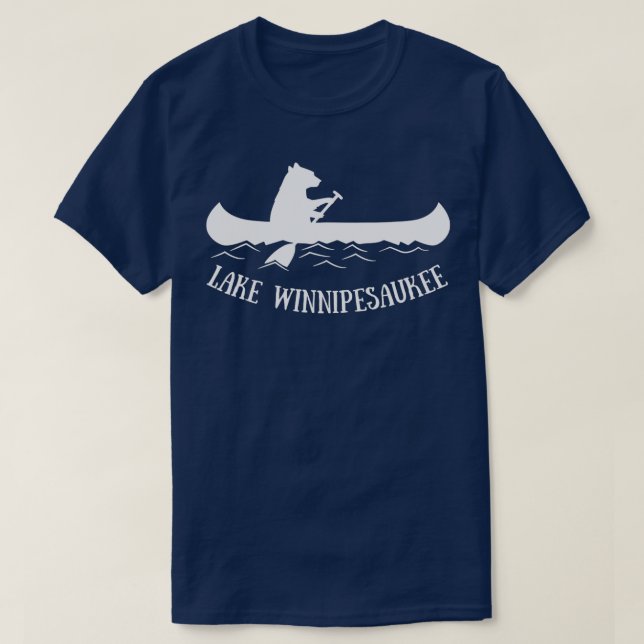 Camiseta Lake Winnipesaukee New Hampshire Bear Canoe Gift  (Frente do Design)