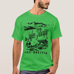 Camiseta Lakeiticaca Desenhado à Mão Peru Bolívia Artístico