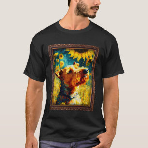 Camiseta Lakeland Terrier Pintando Flor De Girassol Mãe Wom