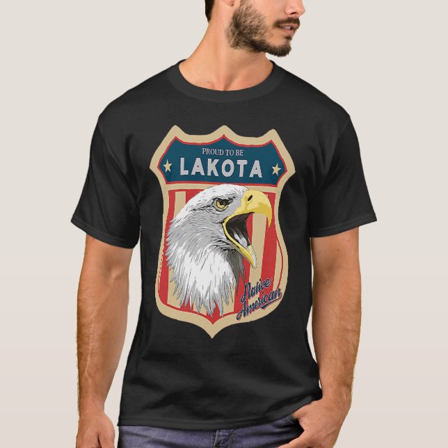 Camiseta Lakota Tribe - Respeito do Orgulho Indiano Nativo  (Frente)