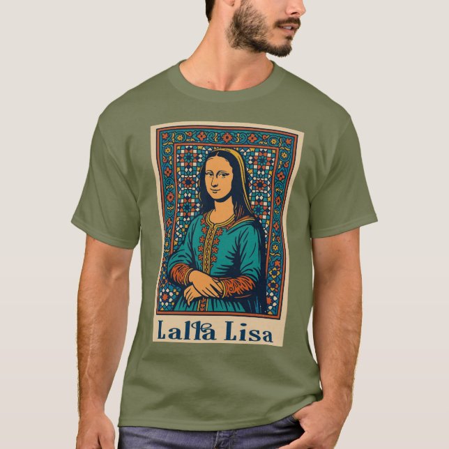 Camiseta Lalla Lisa - Mona Lisa com a Arte Mosaica do Marro (Frente)