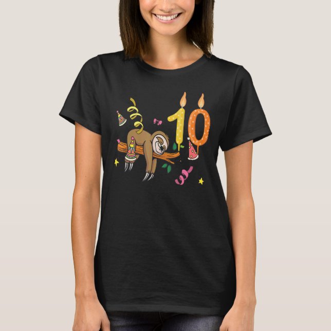 Camiseta Lama 10º Aniversário Preguiçoso Lúdoas Gráfico Ani (Frente)