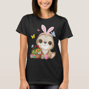 Camiseta Lama Coelhinha Páscoa De Ovos Caçando Coelho Sloth