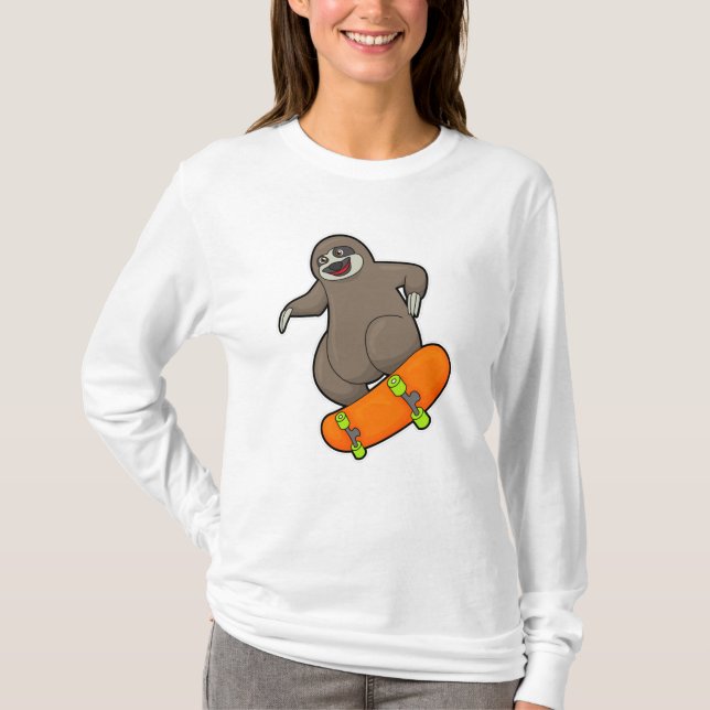 Camiseta Lama como skater com skate (Frente)