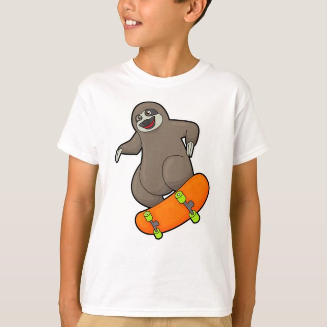 Camiseta Lama como skater com skate (Frente)