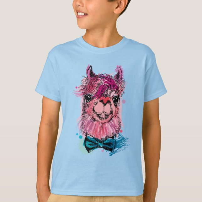 Camiseta Lama cor-de-rosa bonito (Frente)