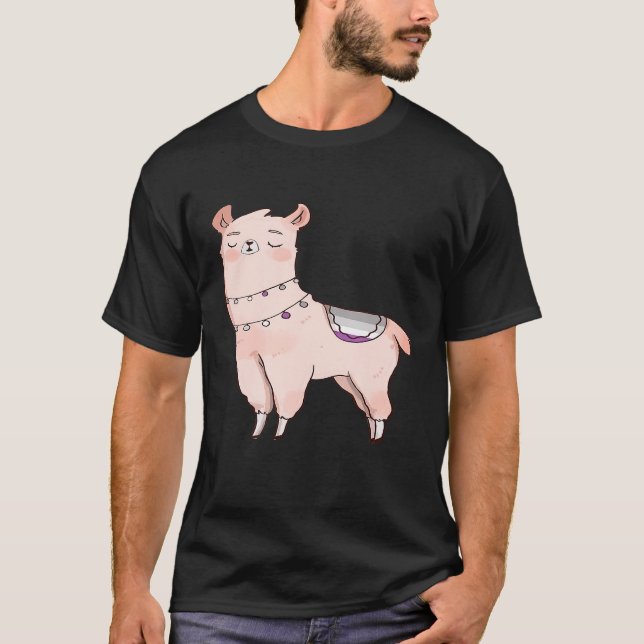 Camiseta Lama Cute Animal Asexual LGBTQIA Alpaca Orgulho Ac (Frente)