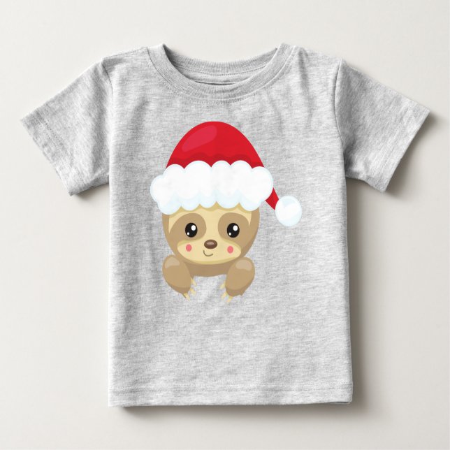 Camiseta Lama de Natal, Lama Bonita, Chapéu Santa, Natal (Frente)