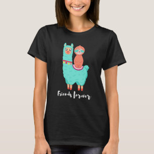 Camiseta lama fofa ou alpaca e preguiça