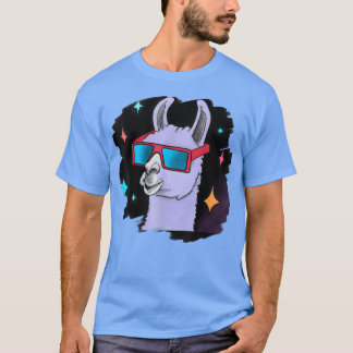 Camiseta Lama no espaço Vestindo óculos escuros Vintage Ret
