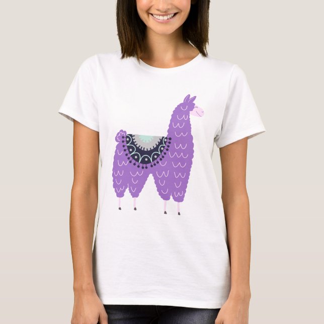 Camiseta Lama roxo bonito (Frente)