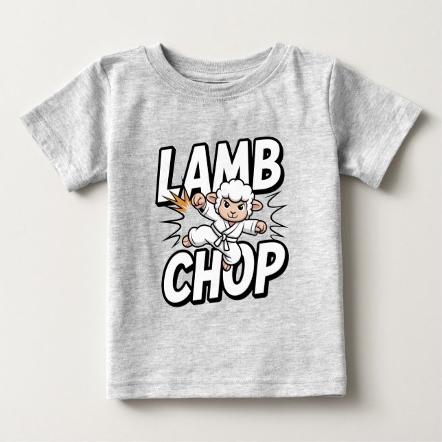 Camiseta Lamb Chop! Funny Karate Lamb in Gi (Frente)