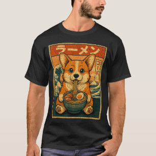 Camiseta Lámen Corgi Japonês Kawaii Engraçado Corgi Ea