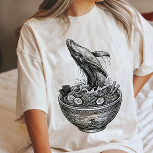 Camiseta Lamen de Baleia Comida Japonesa Arte Ukiyo-E
