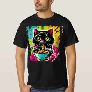 Camiseta Lamen de Gato Japonês Anime Mangá Ramen Kawaii