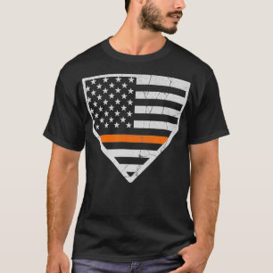 Camiseta Lâmina fina de linha laranja EUA Bandeira Placa in