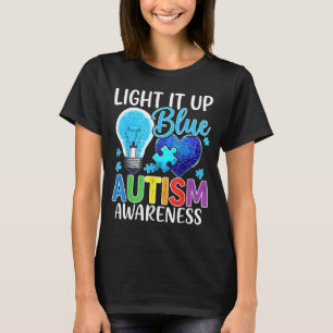 Camiseta Lâmpada de conscientização Au brilha azul