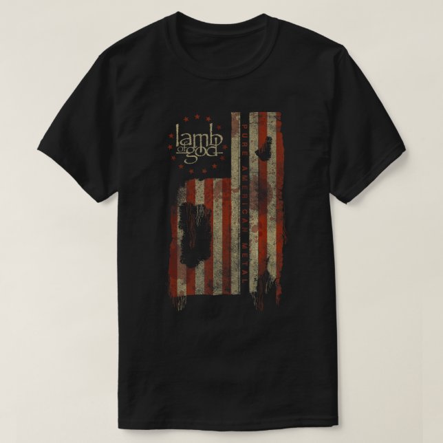 Camiseta Lâmpada de Deus Pura Bandeira de Metal Americano (Frente do Design)