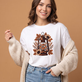 Camiseta Lâmpada Rústica Vintage Abóbora Dia de Ação de Gra