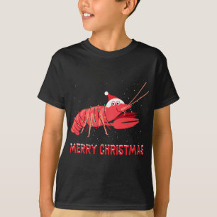 Camiseta Lâmpadas de Árvore de Natal de lagosta-branca