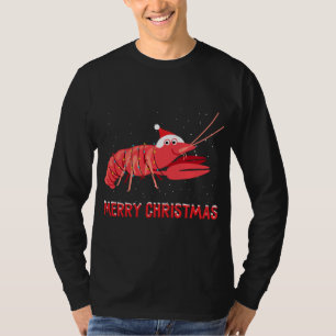 Camiseta Lâmpadas de Árvore de Natal de lagosta-branca
