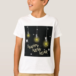 Camiseta Lâmpadas Modernas Brilhantes Feliz Ano Novo